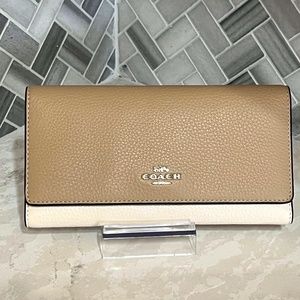 Slim Pebble Leather Trifold Wallet In Colorblock